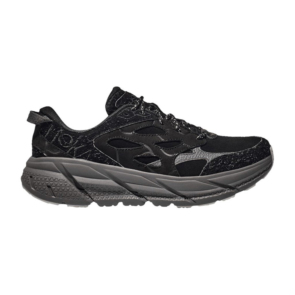 HOKA Clifton L Suede Elite Terrain System - Black Satellite Grey