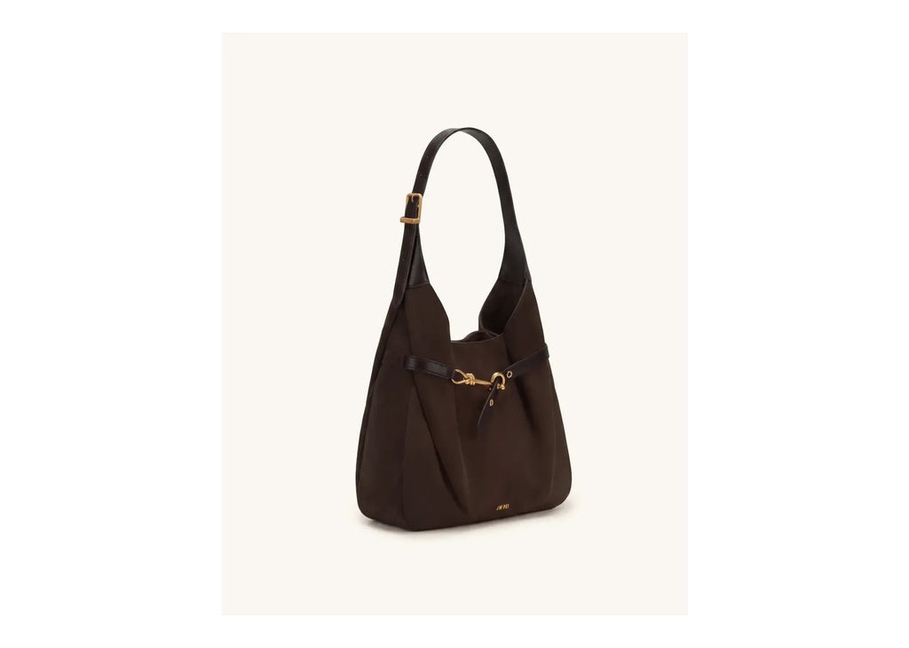 JW PEI Alina Faux Suede Hobo Bag Chocolate Brown