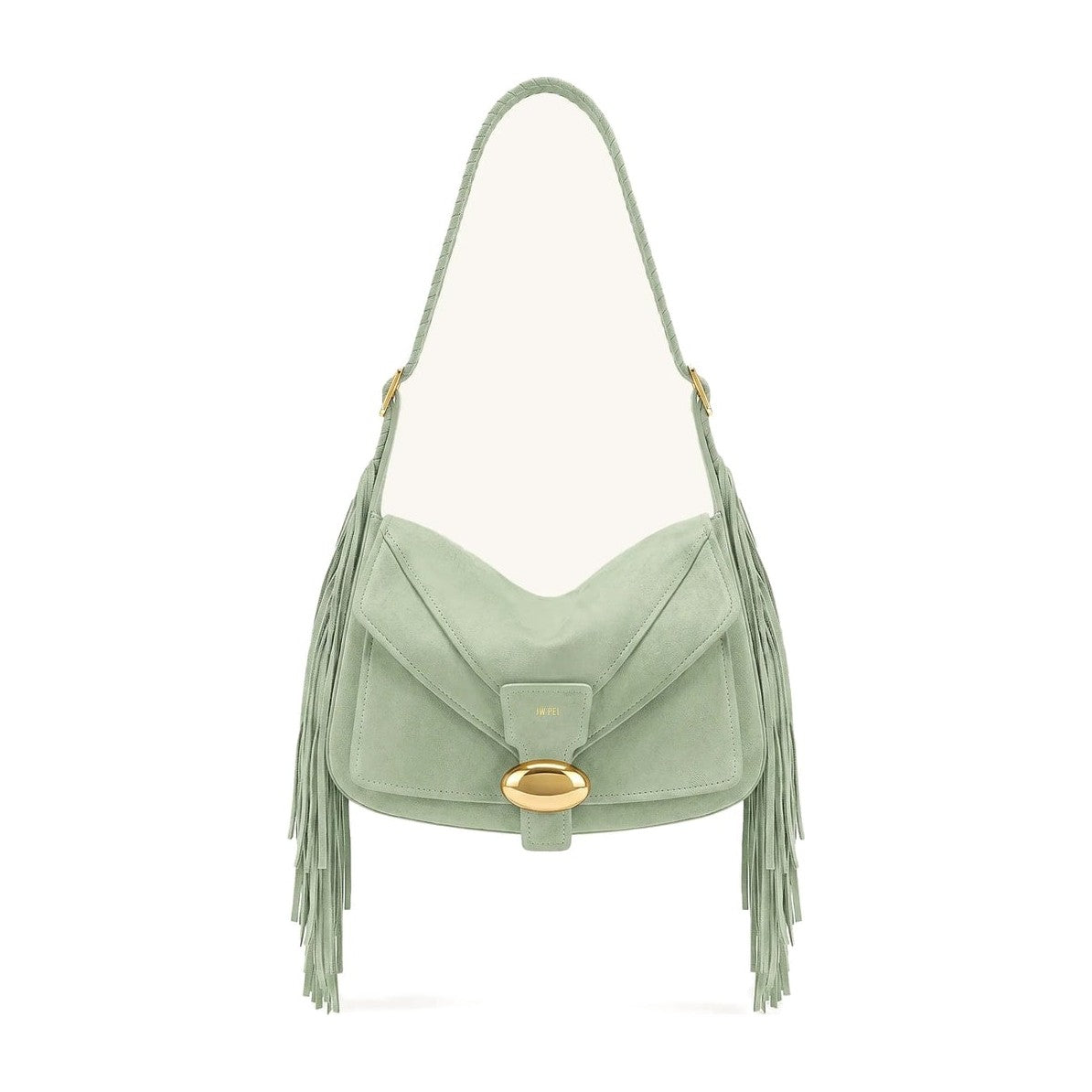 JW PEI Avery Fringe Faux Suede Shoulder Bag Mint Green