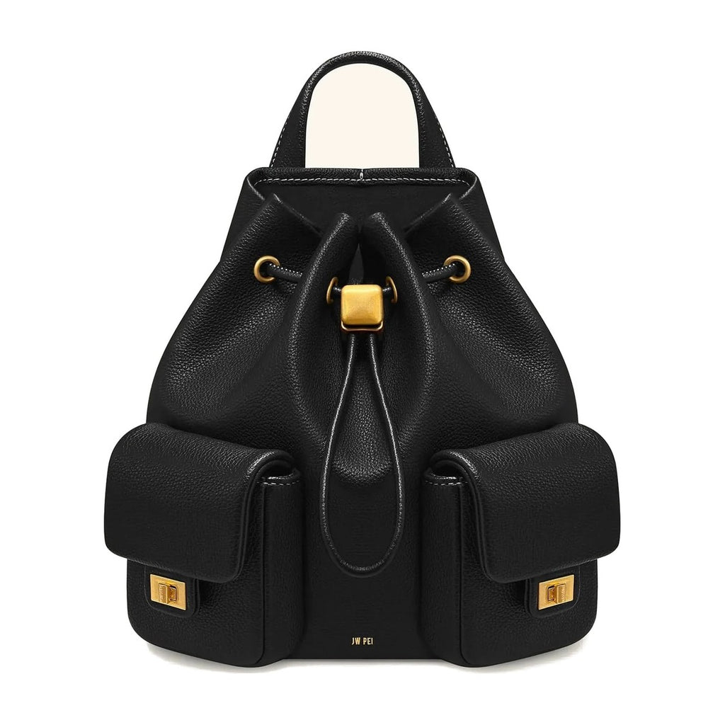 JW PEI Avery Pebbled Drawstring Utility Backpack Black