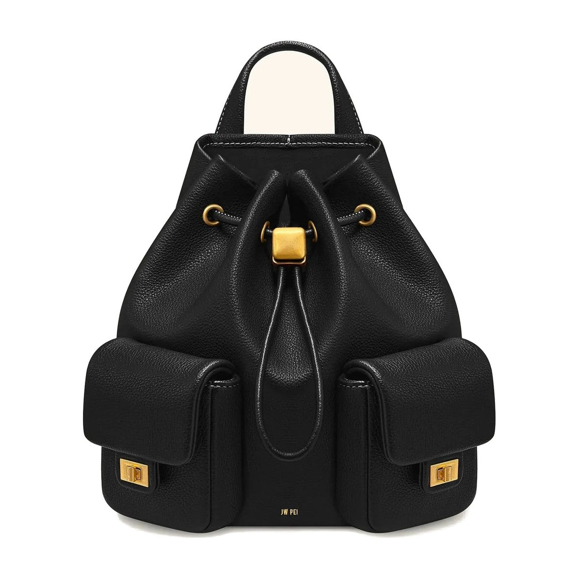 JW PEI Avery Pebbled Drawstring Utility Backpack Black