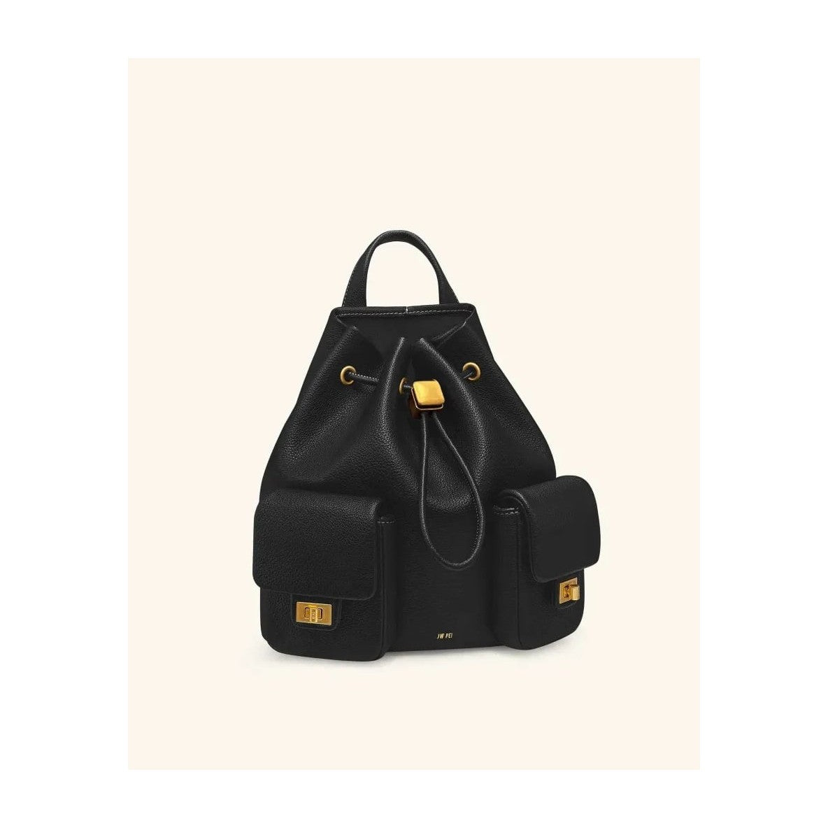 JW PEI Avery Pebbled Drawstring Utility Backpack Black