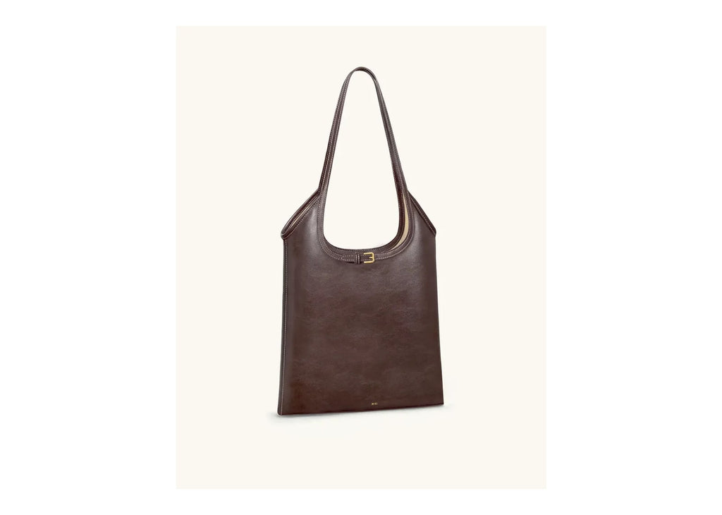 JW PEI Brooke Belted Embellished Shoulder Tote Bag Dark Brown