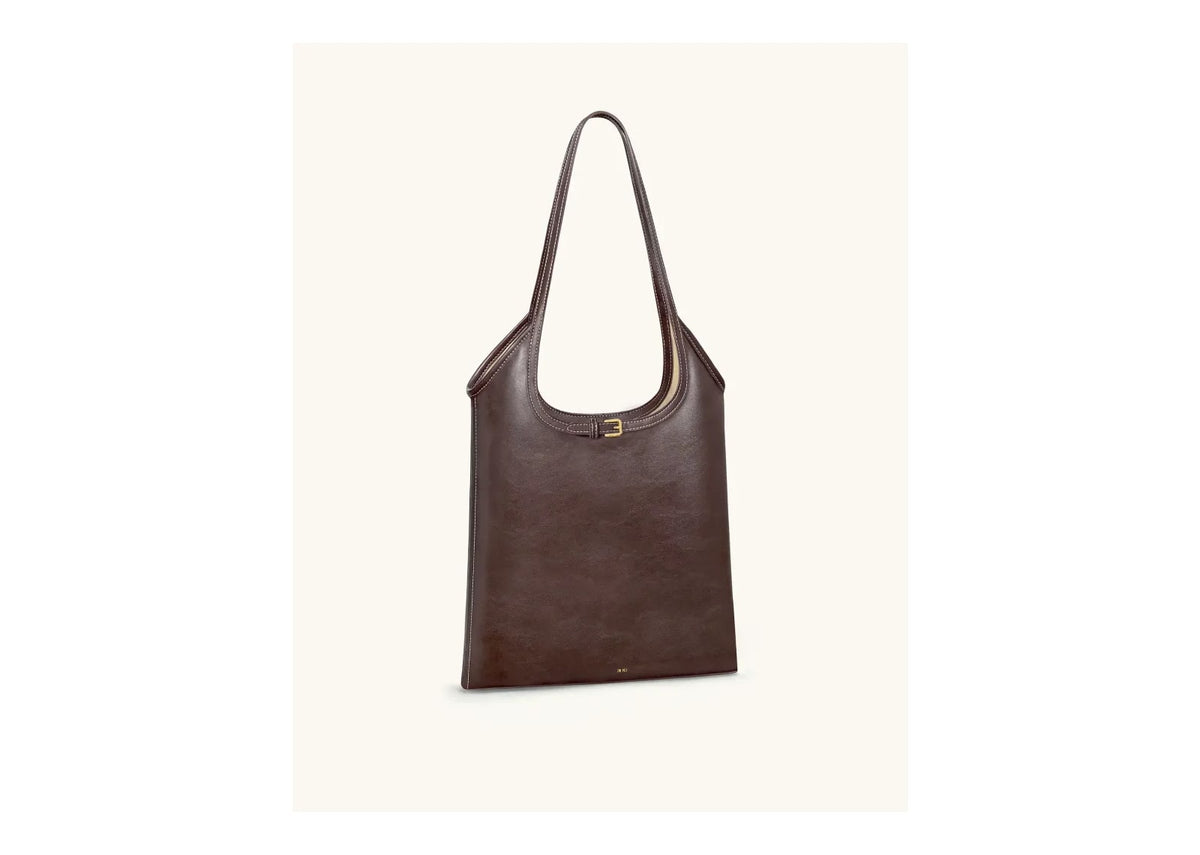 JW PEI Brooke Belted Embellished Shoulder Tote Bag Dark Brown