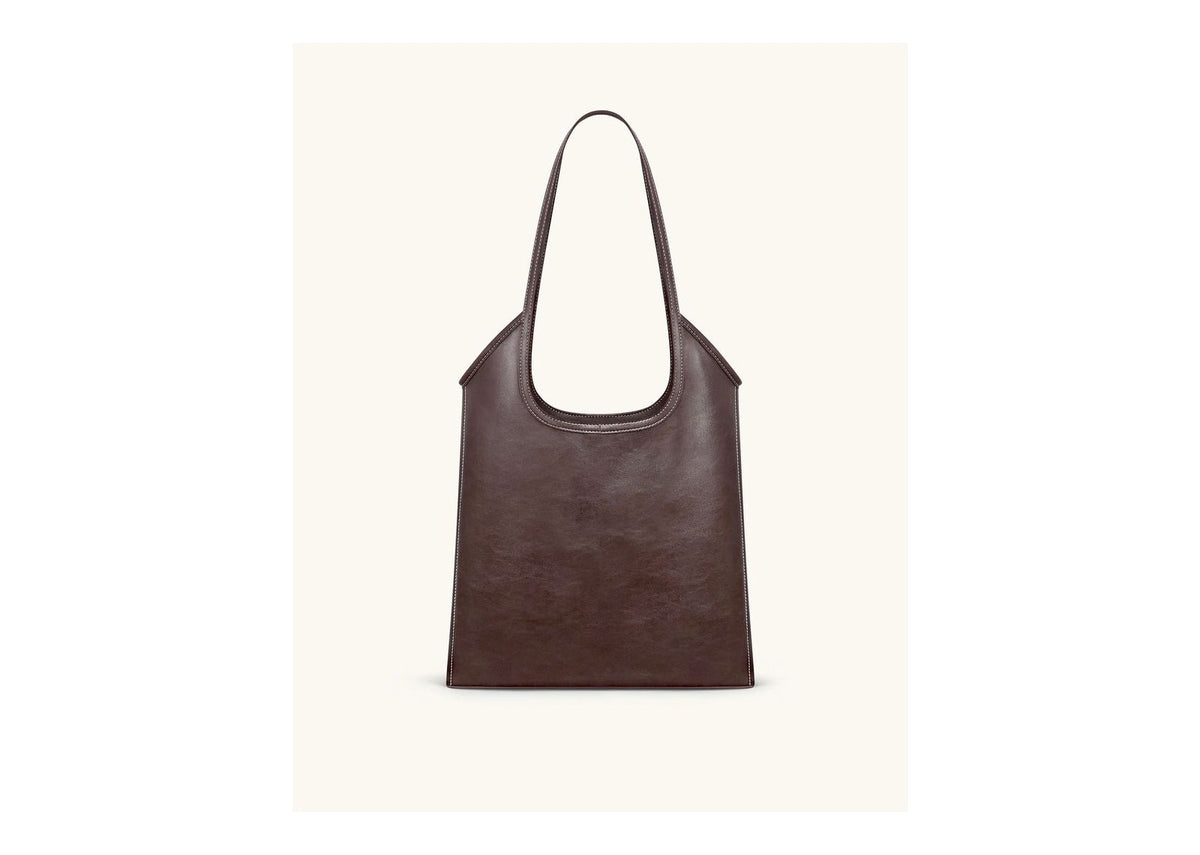 JW PEI Brooke Belted Embellished Shoulder Tote Bag Dark Brown