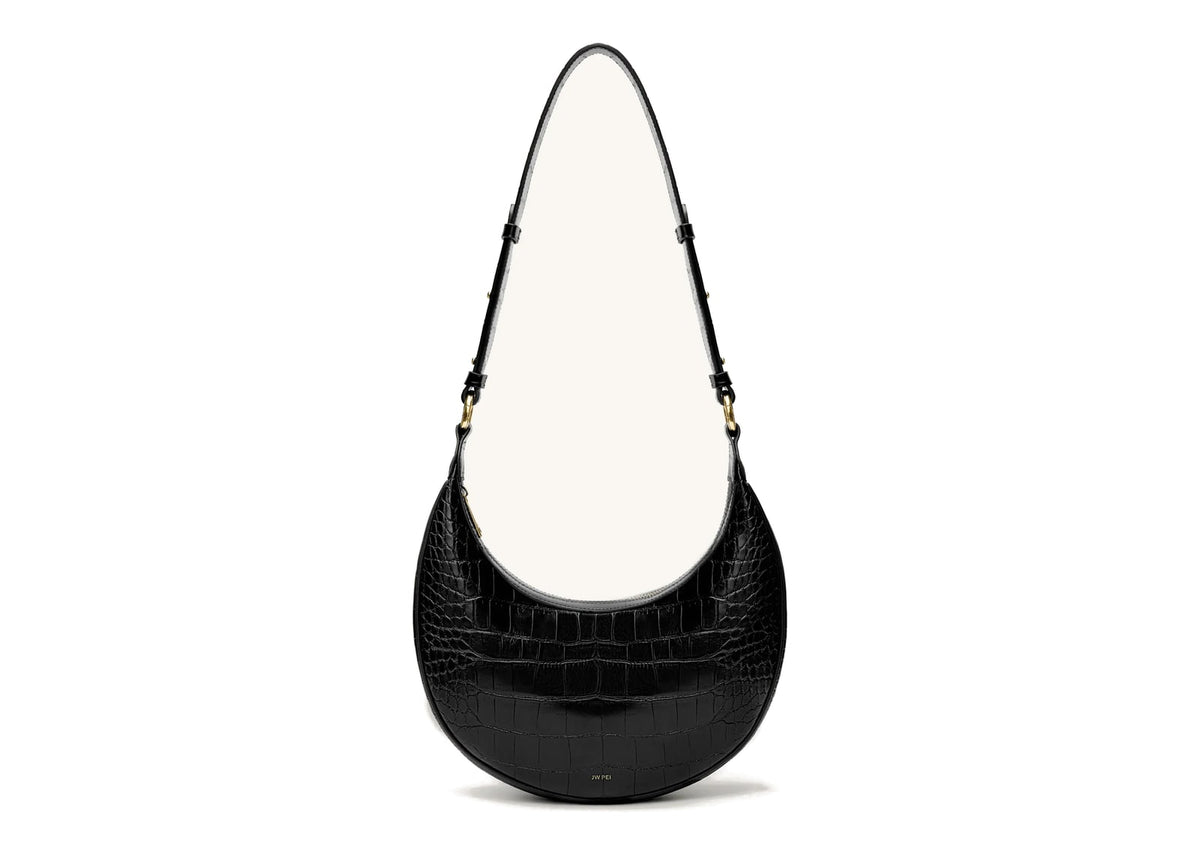 JW PEI Carly Saddle Bag Black Croc