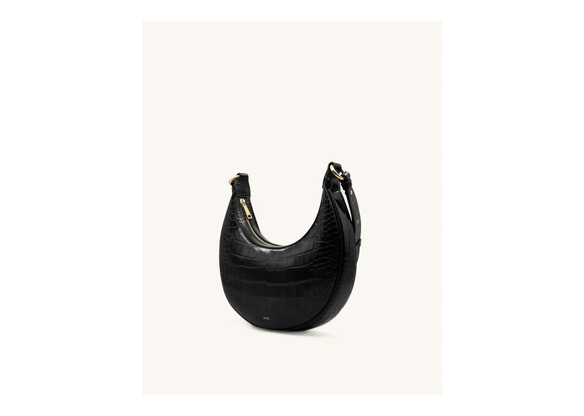JW PEI Carly Saddle Bag Black Croc
