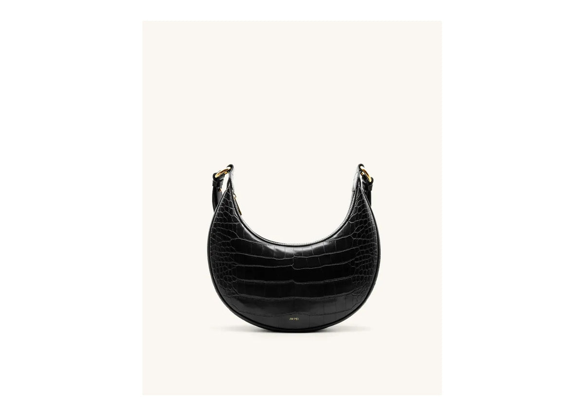 JW PEI Carly Saddle Bag Black Croc