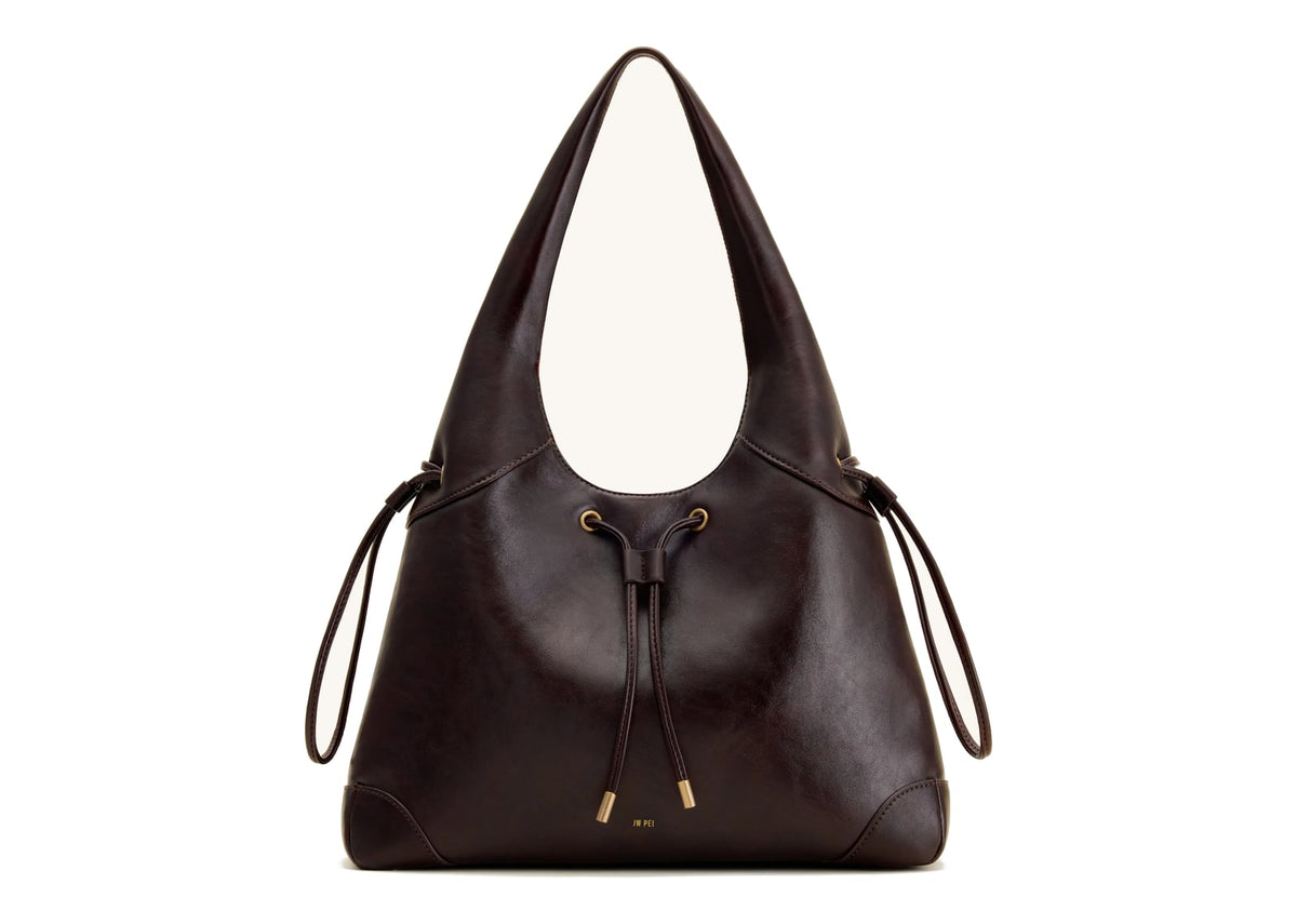 JW PEI Celandra Drawstring Hobo Bag Dark Brown