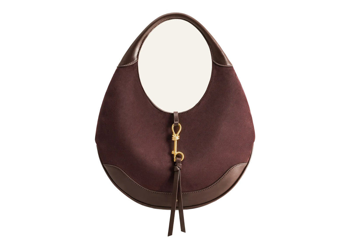 JW PEI Colette Faux Suede Crescent Hobo Bag Dark Brown