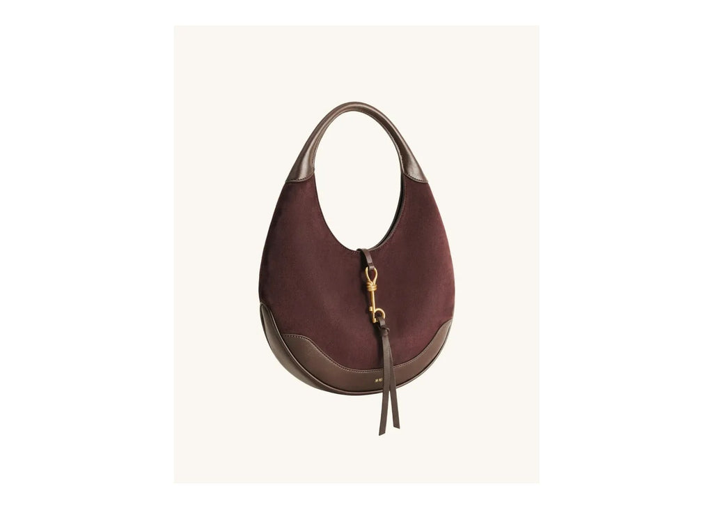 JW PEI Colette Faux Suede Crescent Hobo Bag Dark Brown