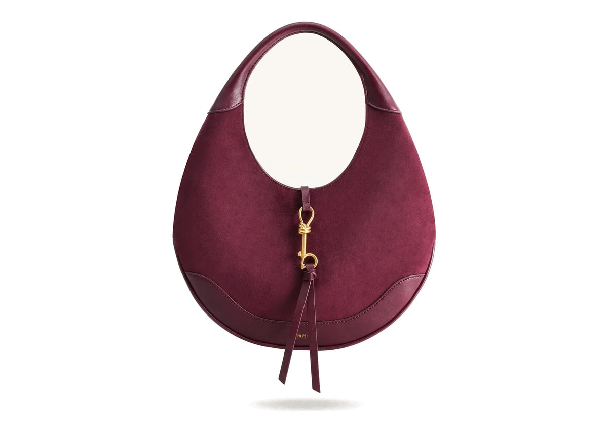 JW PEI Colette Faux Suede Crescent Hobo Bag Deep Claret