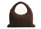 JW PEI Cora Faux Suede Quilting Handle Bag Dark Brown