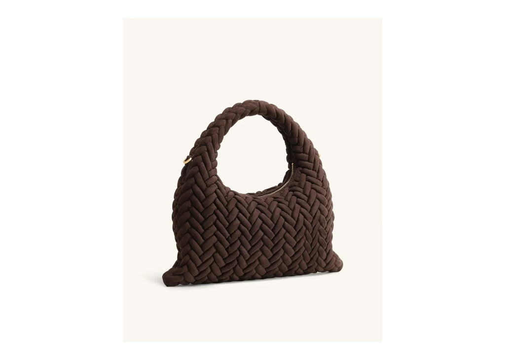 JW PEI Cora Faux Suede Quilting Handle Bag Dark Brown