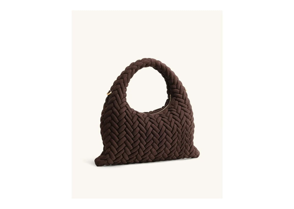 JW PEI Cora Faux Suede Quilting Handle Bag Dark Brown
