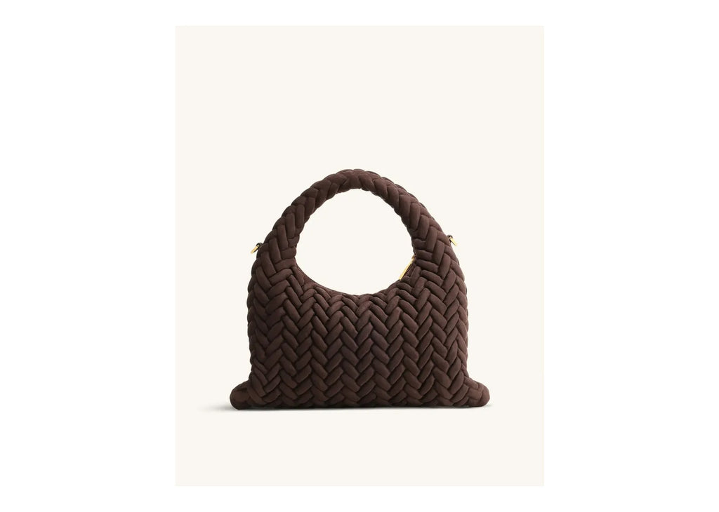 JW PEI Cora Faux Suede Quilting Handle Bag Dark Brown