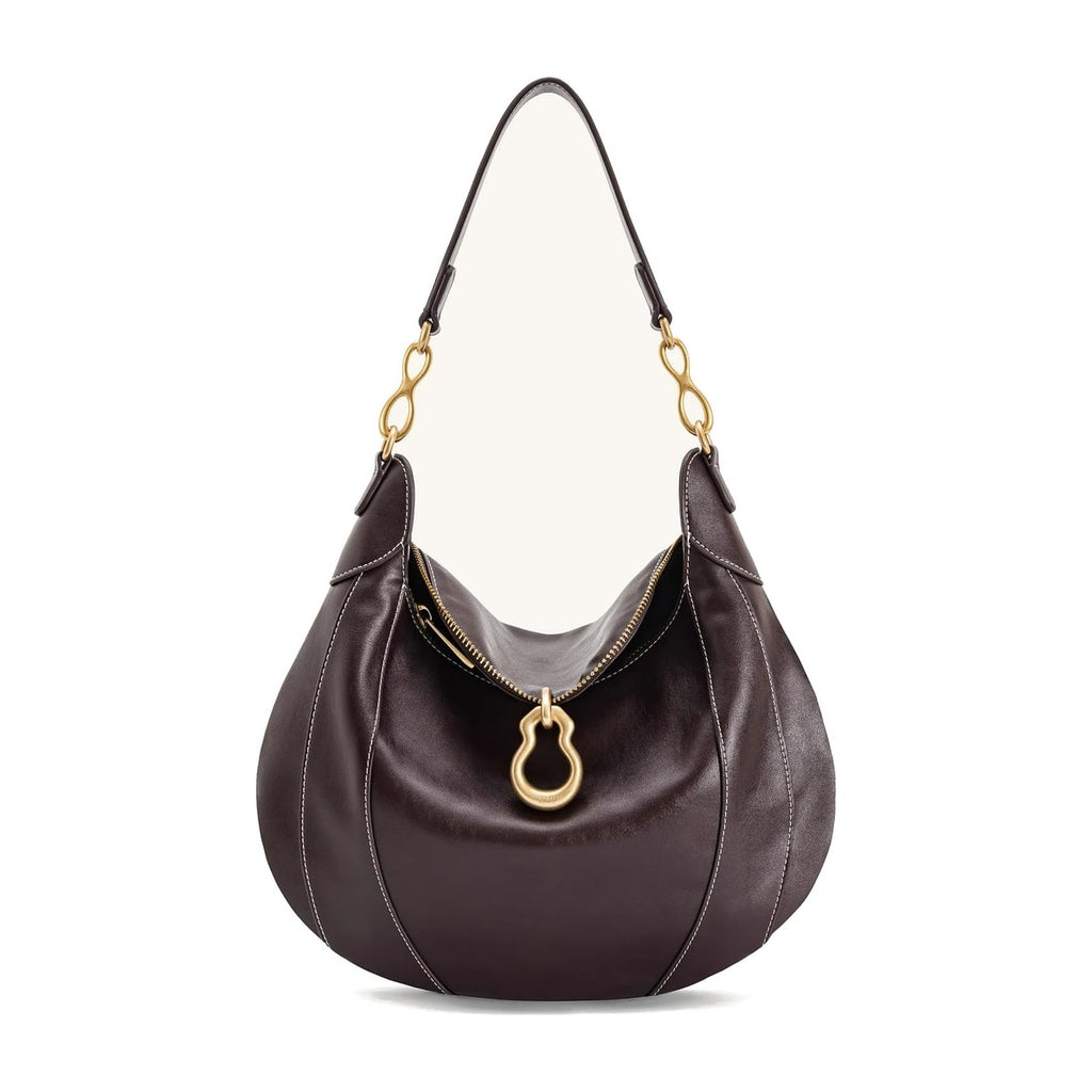 JW PEI Daria Metal Pendant Embellished Shoulder Bag Dark Brown