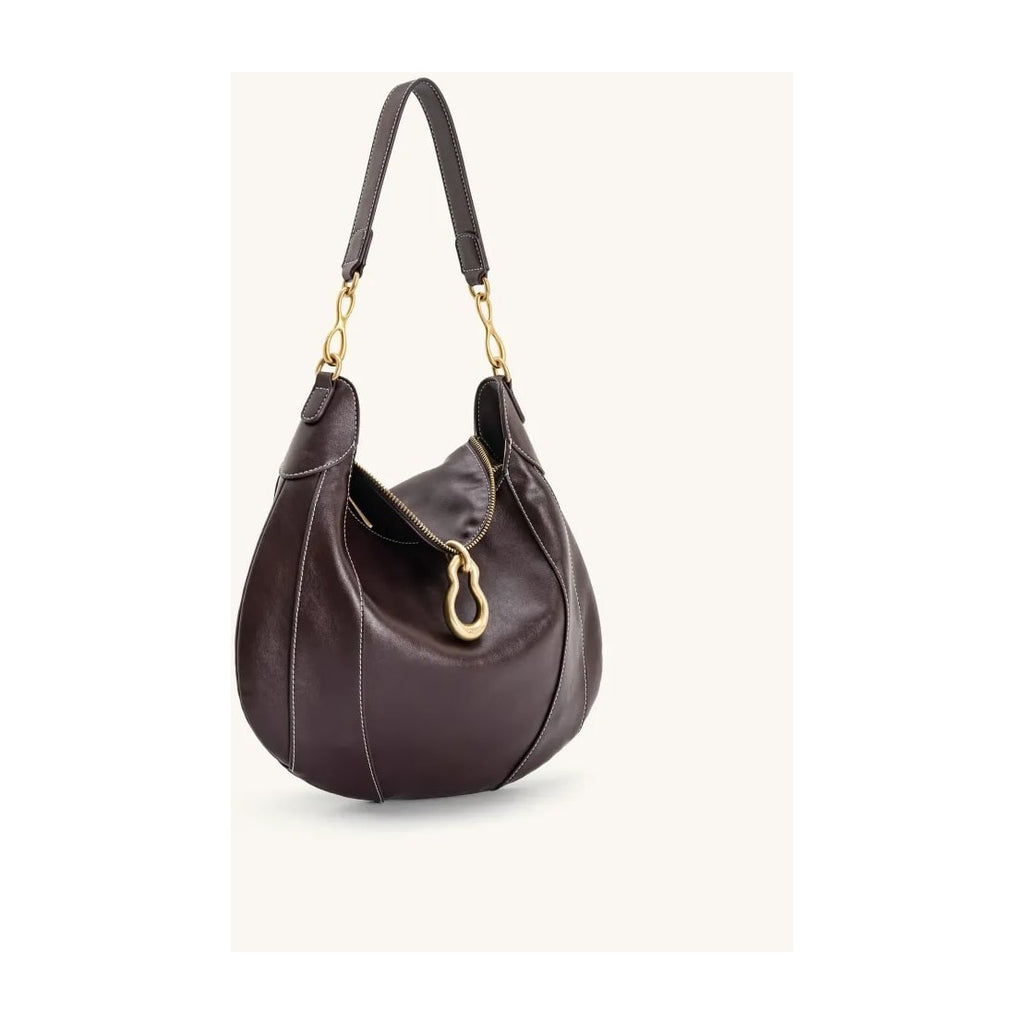 JW PEI Daria Metal Pendant Embellished Shoulder Bag Dark Brown