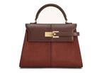 JW PEI Elise Large Faux Suede Top Handle Bag Mocha Brown