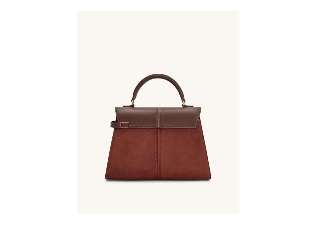 JW PEI Elise Large Faux Suede Top Handle Bag Mocha Brown