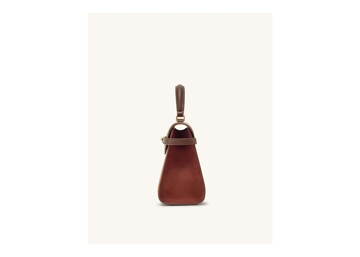 JW PEI Elise Large Faux Suede Top Handle Bag Mocha Brown