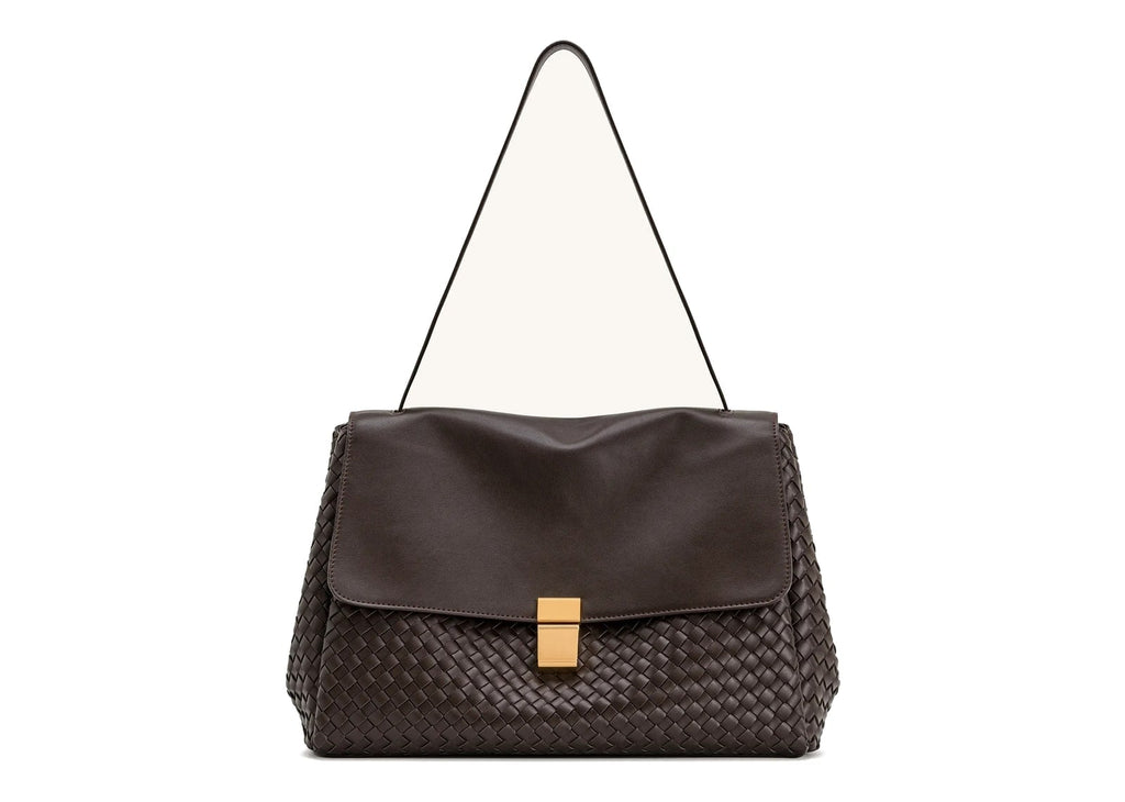 JW PEI Hilary Woven Shoulder Bag Dark Brown