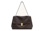 JW PEI Hilary Woven Shoulder Bag Dark Brown