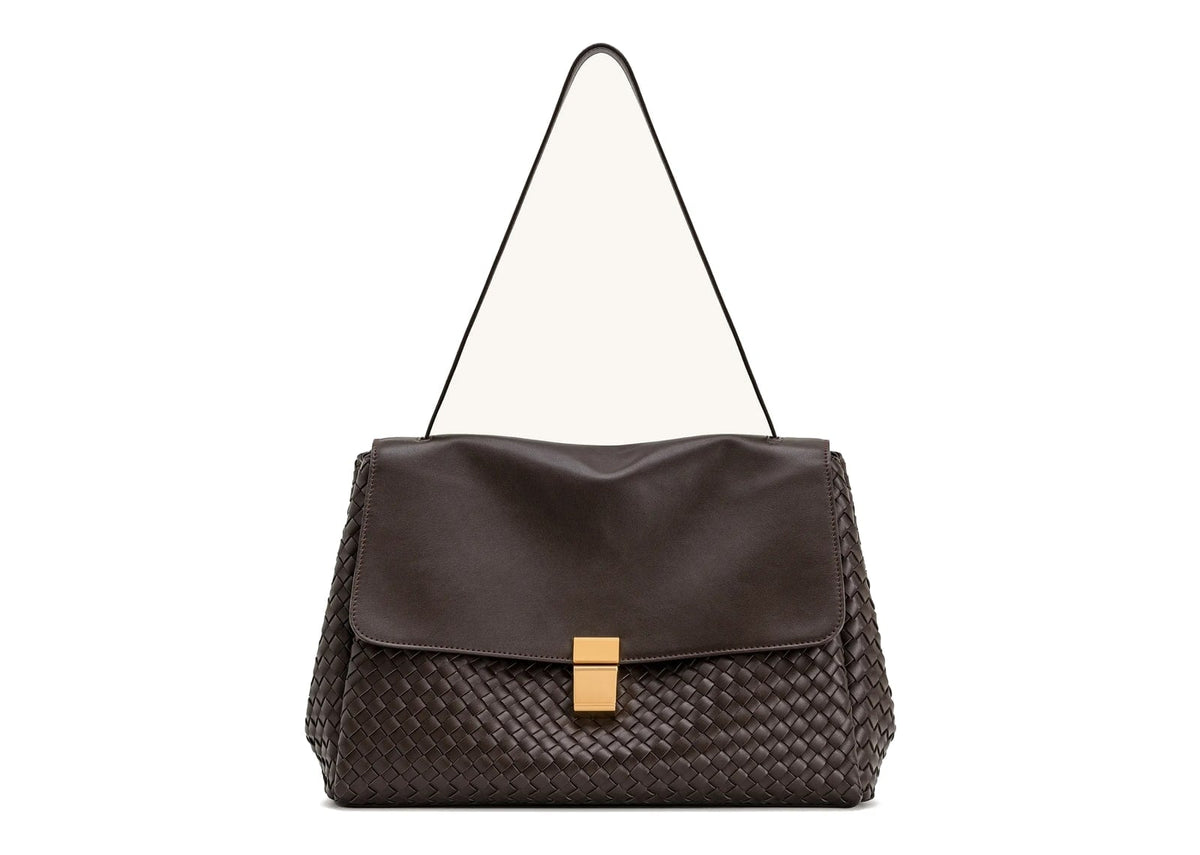 JW PEI Hilary Woven Shoulder Bag Dark Brown