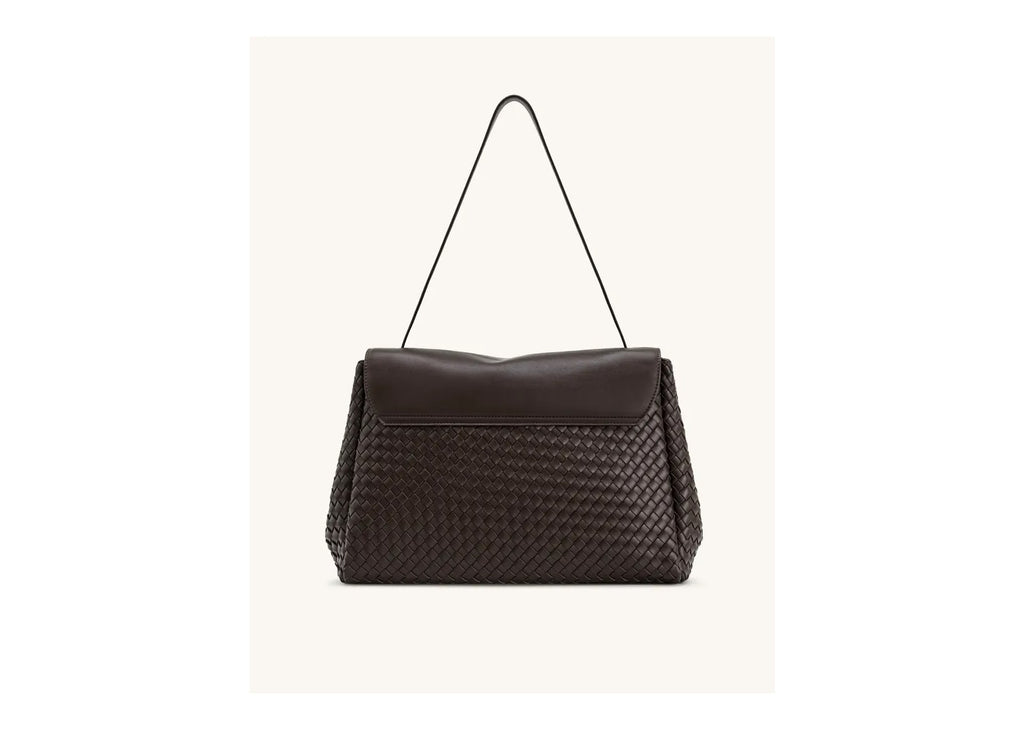JW PEI Hilary Woven Shoulder Bag Dark Brown