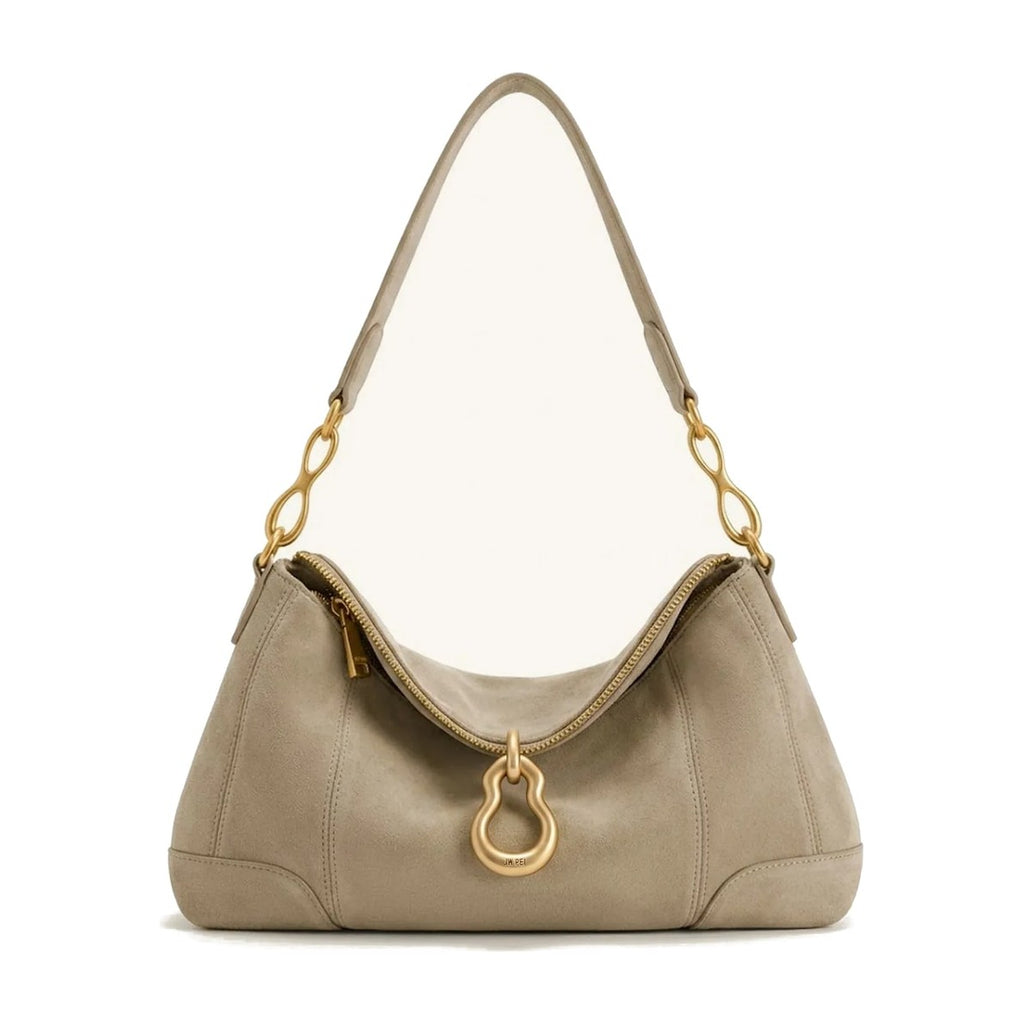JW PEI Jayla Faux Suede Metal Pendant Embellished Shoulder Bag Grey