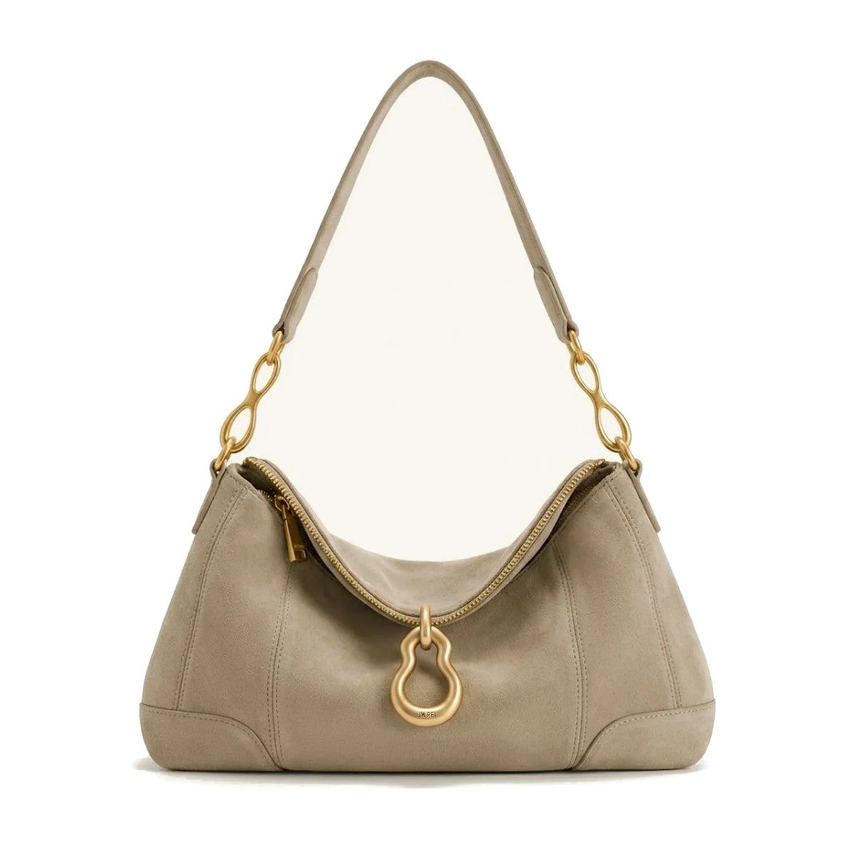 JW PEI Jayla Faux Suede Metal Pendant Embellished Shoulder Bag Grey
