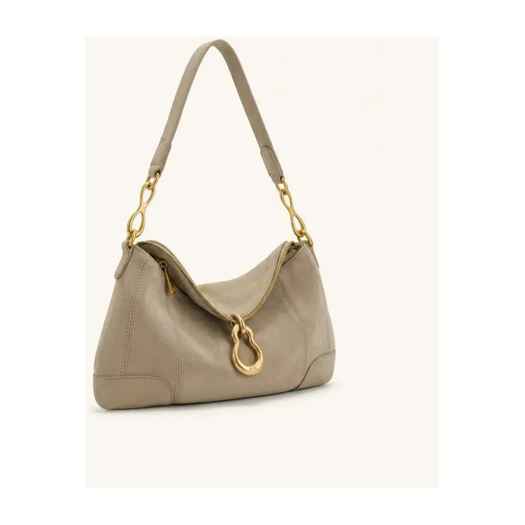JW PEI Jayla Faux Suede Metal Pendant Embellished Shoulder Bag Grey