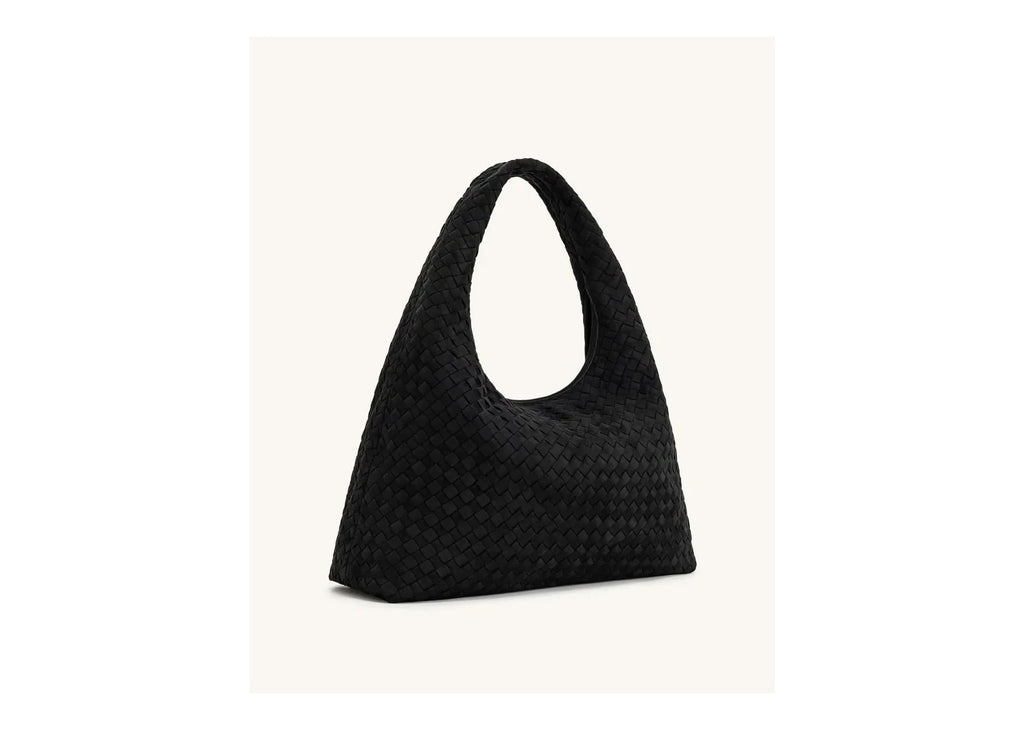 JW PEI Laura Faux Suede Woven Shoulder Bag Black
