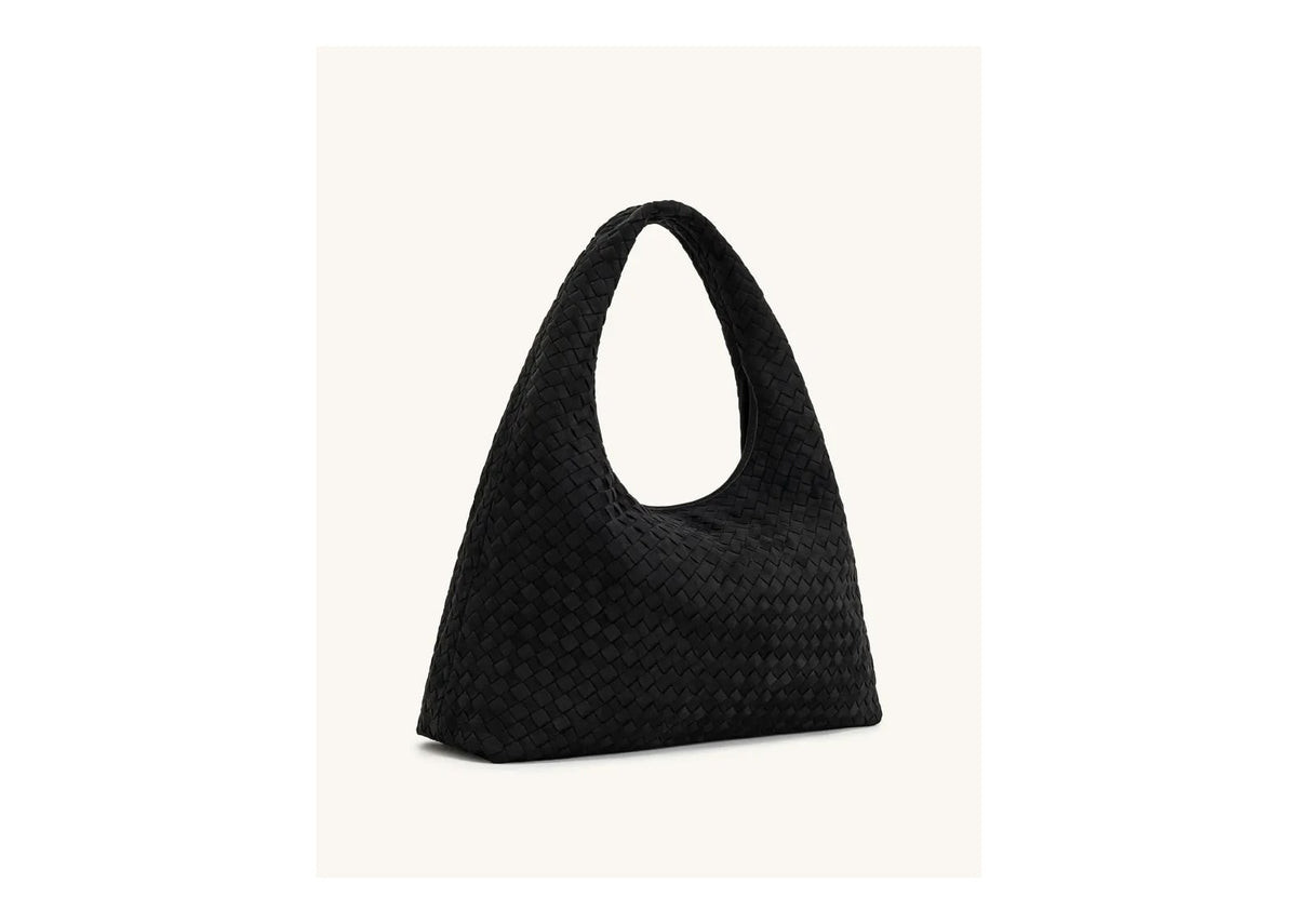 JW PEI Laura Faux Suede Woven Shoulder Bag Black