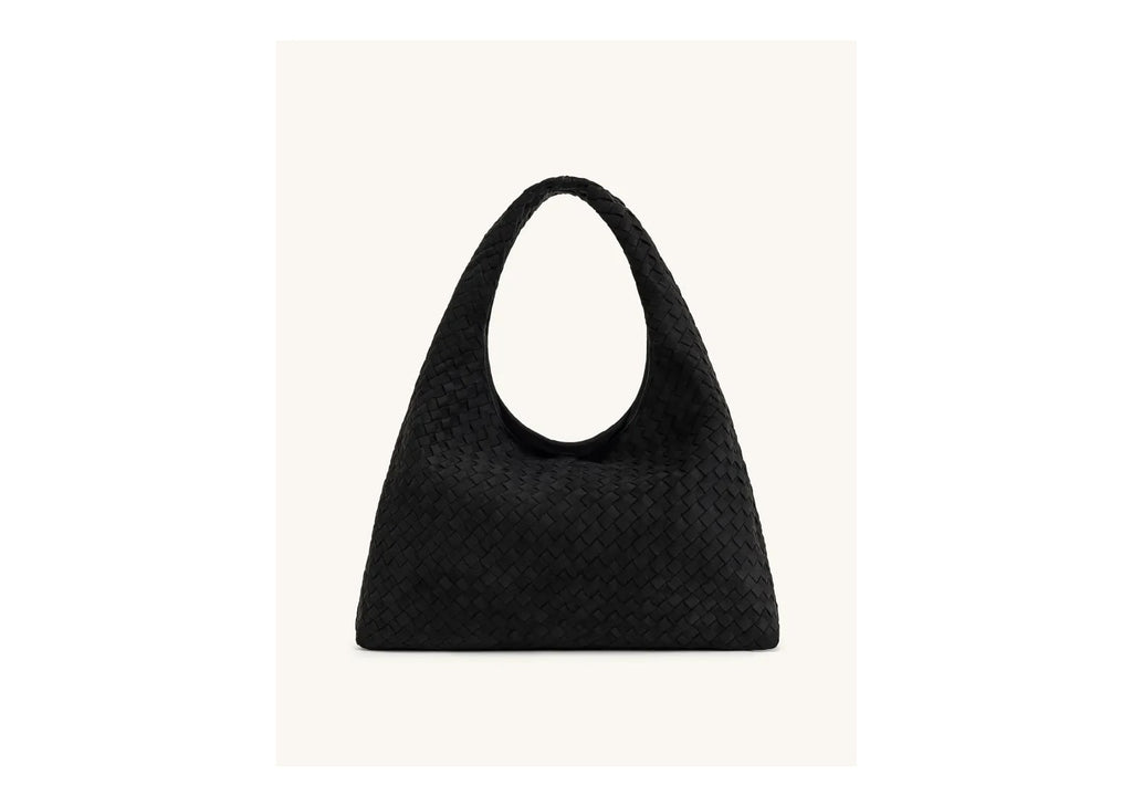 JW PEI Laura Faux Suede Woven Shoulder Bag Black