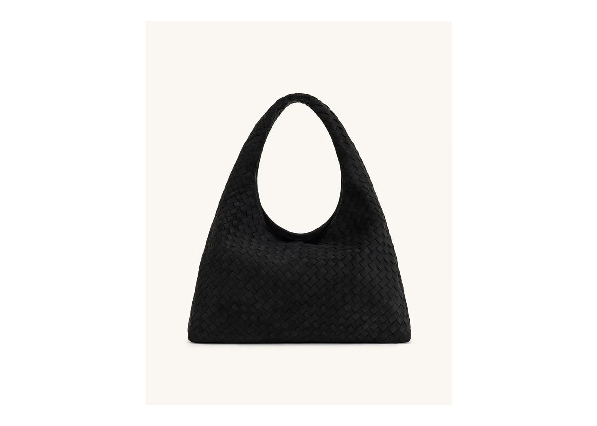 JW PEI Laura Faux Suede Woven Shoulder Bag Black