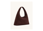 JW PEI Laura Faux Suede Woven Shoulder Bag Dark Brown