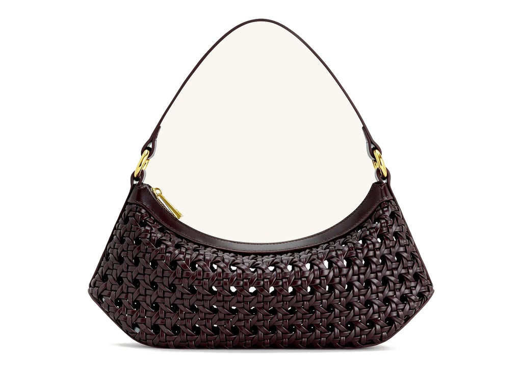 JW PEI Lily Faux Bamboo Woven Shoulder Bag Deep Claret