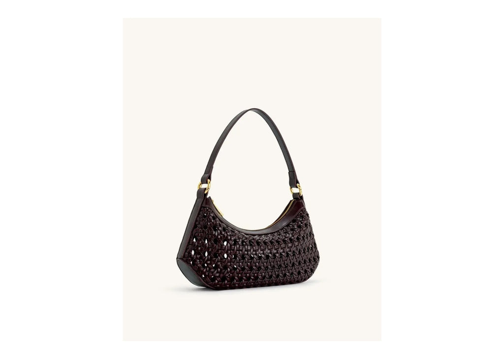 JW PEI Lily Faux Bamboo Woven Shoulder Bag Deep Claret