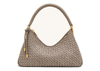 JW PEI Lorena Woven Faux Suede Shoulder Bag Stone Taupe