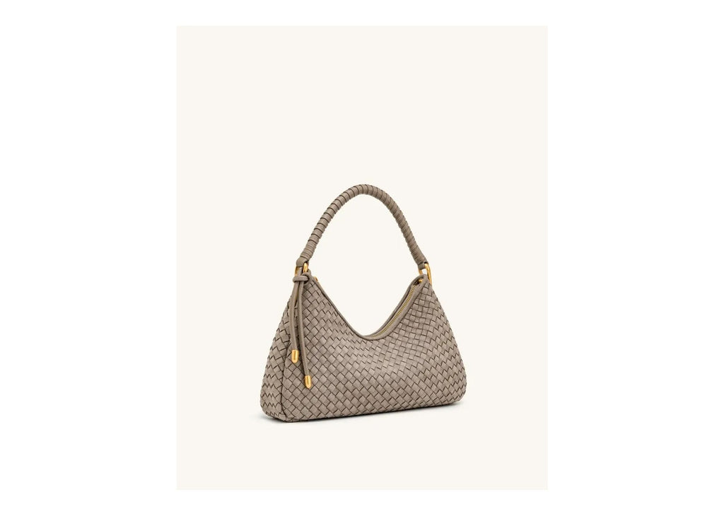 JW PEI Lorena Woven Faux Suede Shoulder Bag Stone Taupe