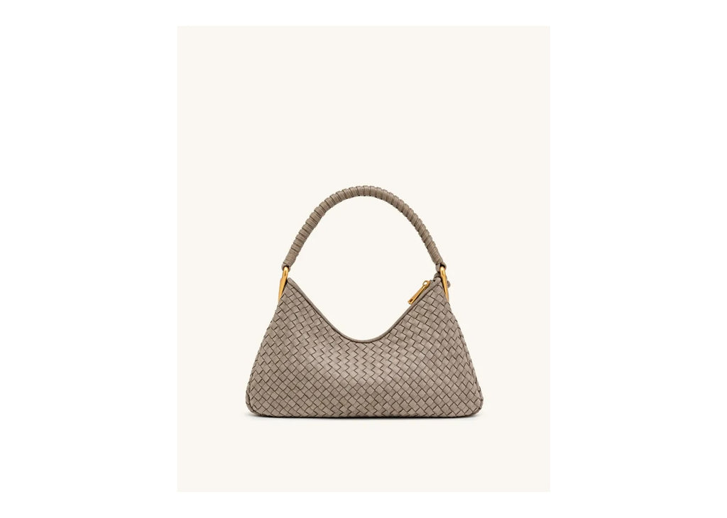 JW PEI Lorena Woven Faux Suede Shoulder Bag Stone Taupe