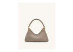 JW PEI Lorena Woven Faux Suede Shoulder Bag Stone Taupe