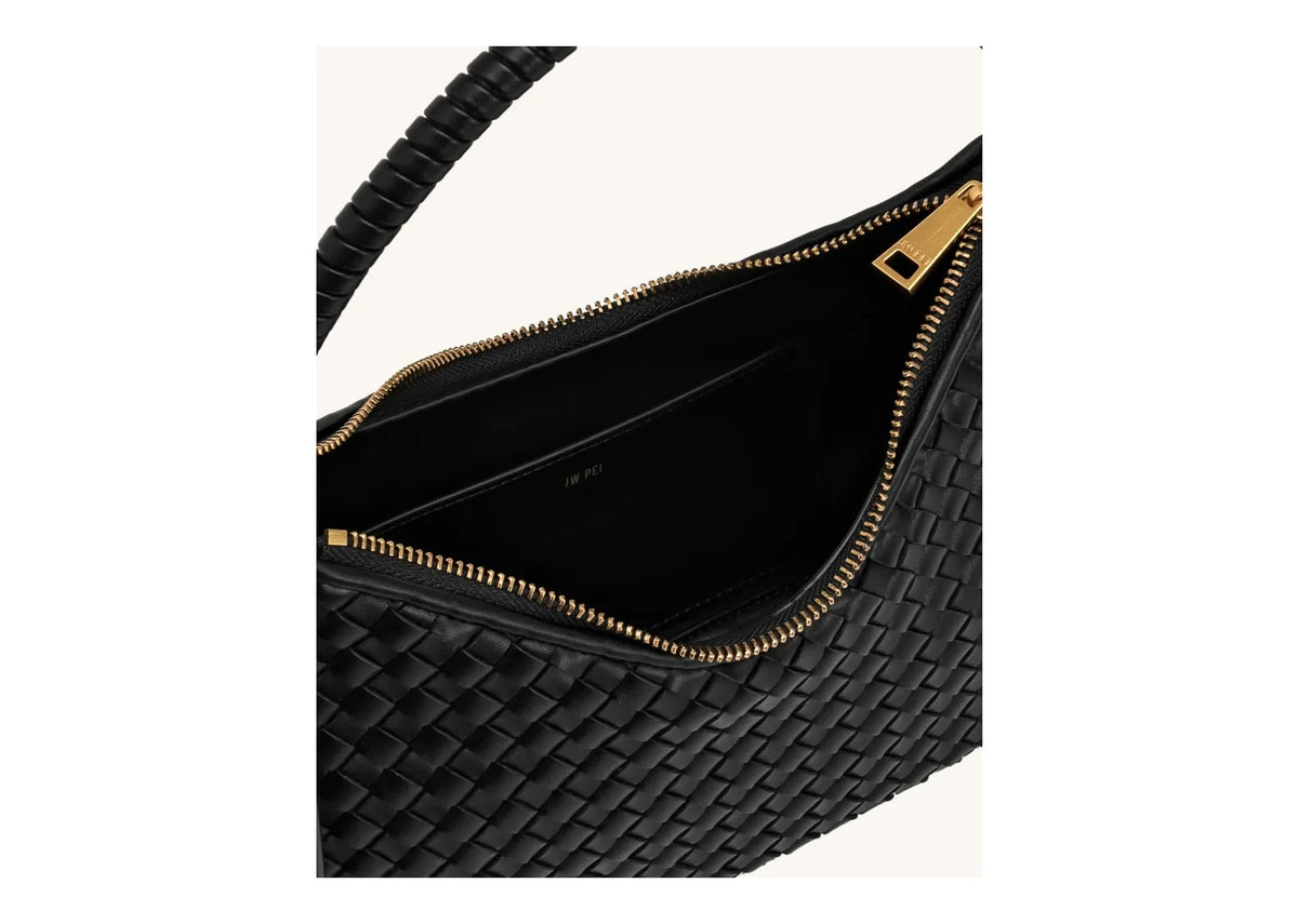 JW PEI Lorena Woven Shoulder Bag Black