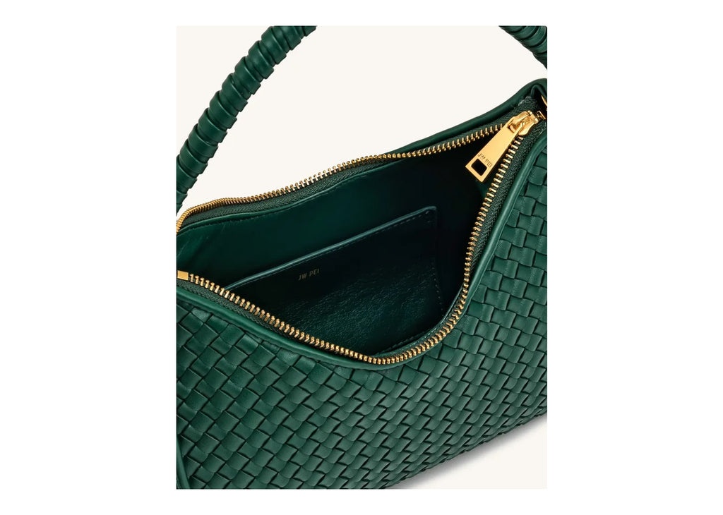 JW PEI Lorena Woven Shoulder Bag Emerald Green