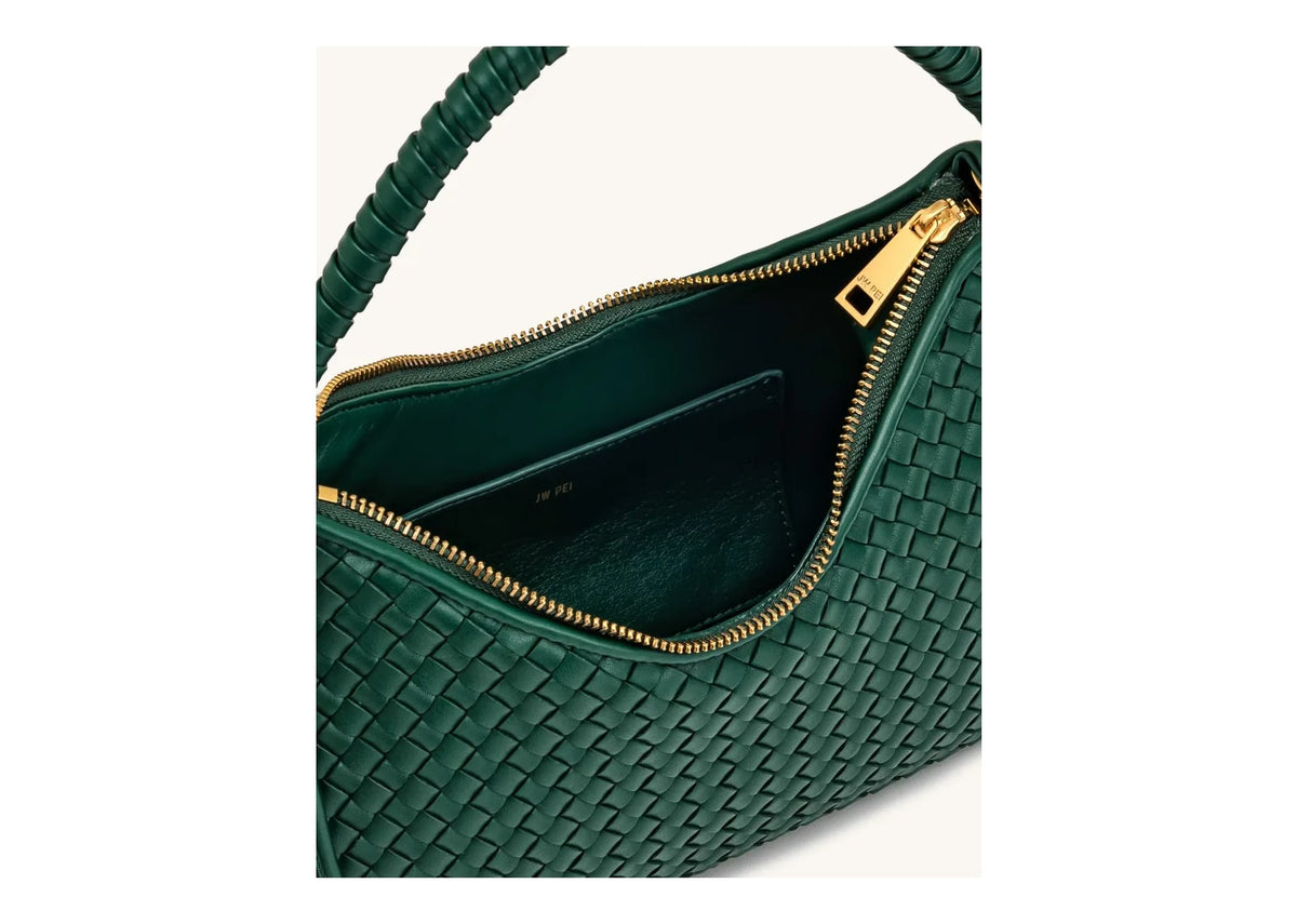 JW PEI Lorena Woven Shoulder Bag Emerald Green