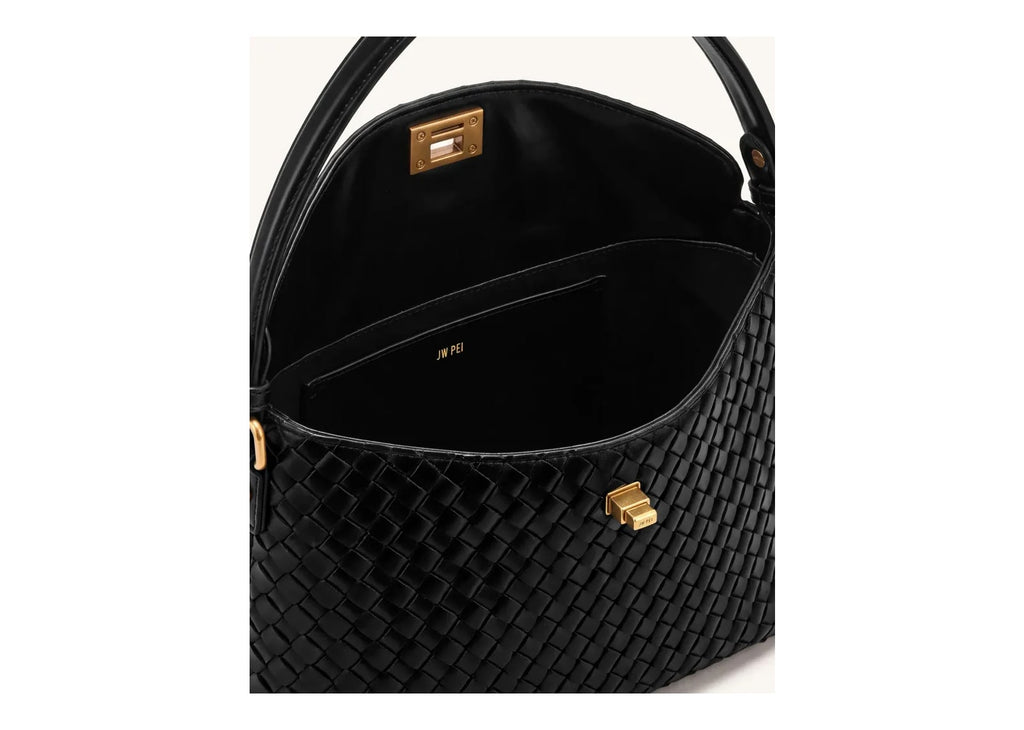 JW PEI Lucia Woven Hobo Bag Black