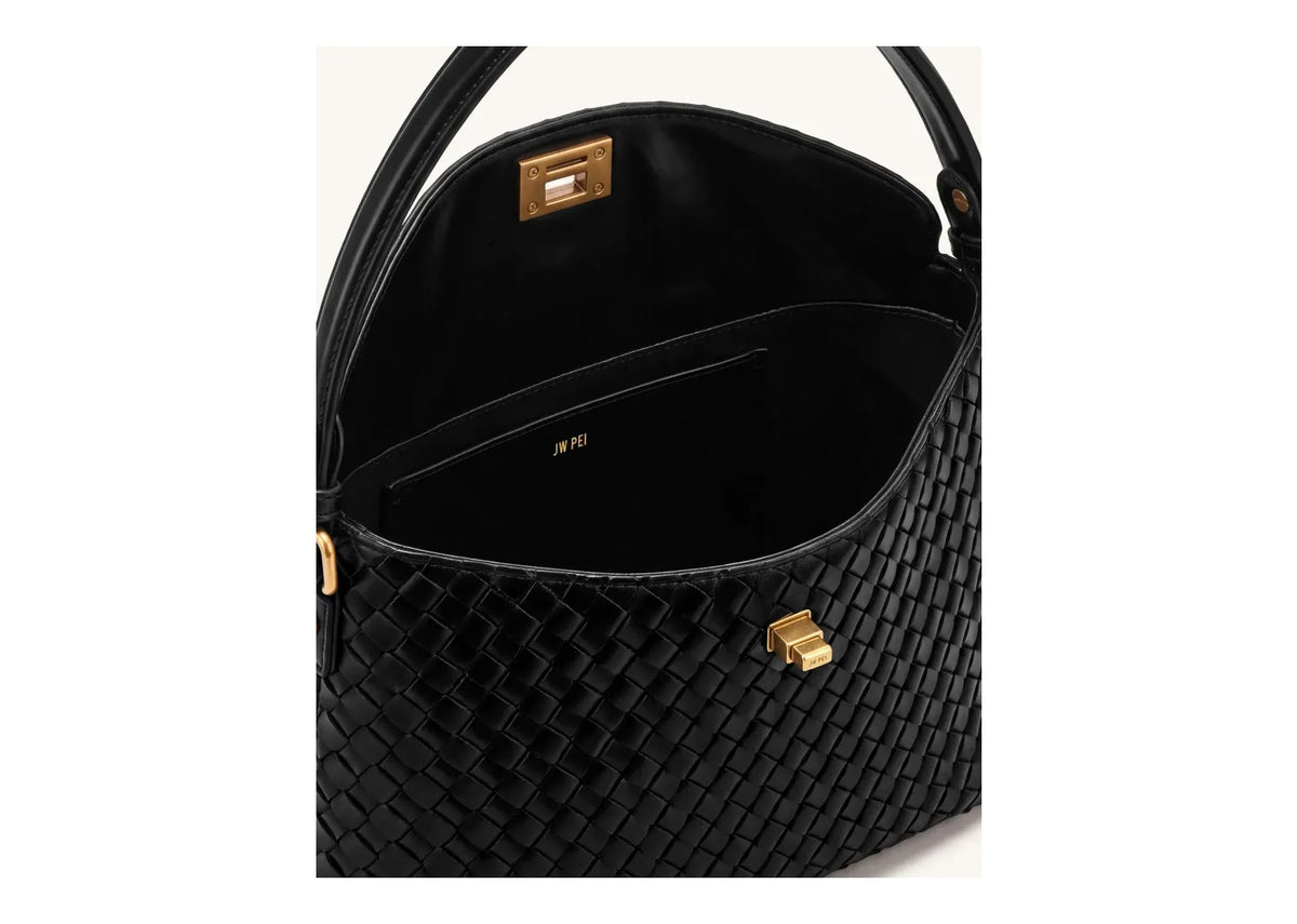 JW PEI Lucia Woven Hobo Bag Black