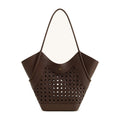 JW PEI Maribel Woven Panel Tote Bag Dark Brown