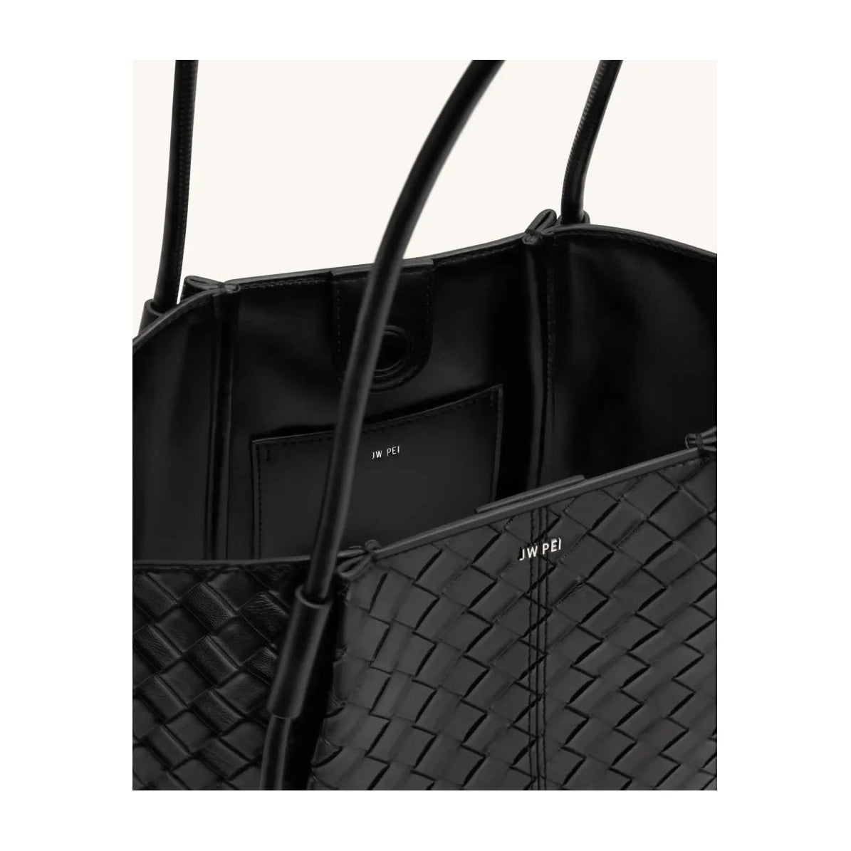 JW PEI Nala Wide Weave Texture Tote Bag Black